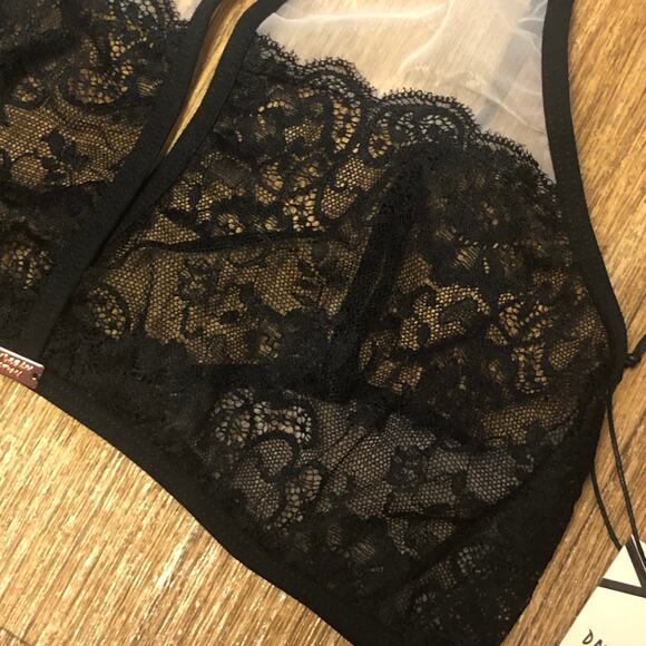 Daydream Nation Persephone Bra Bralette in Black / Pink Size Medium - Picture 6 of 13